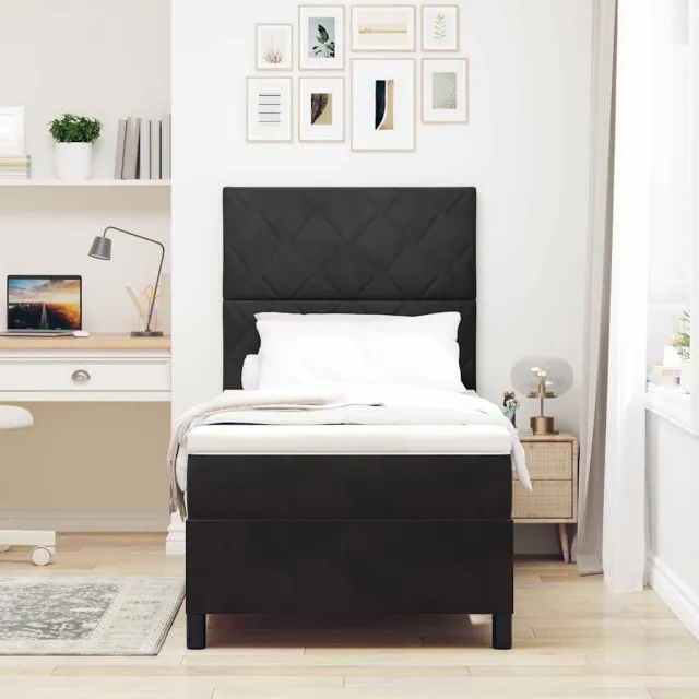 vidaXL Boxspringbed met hoofdeinde Zwart 90 x 190 cm Fluweel