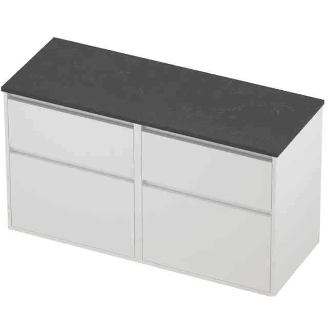 Proline Deck Badmeubelset Hardsteen Greeploos 120x46x67 cm Blue Stone Mat White Mat Wit