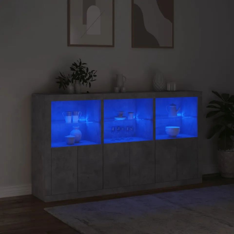 vidaXL Dressoir met LED-verlichting 181,5x37x100 cm betongrijs grijs, foto 4