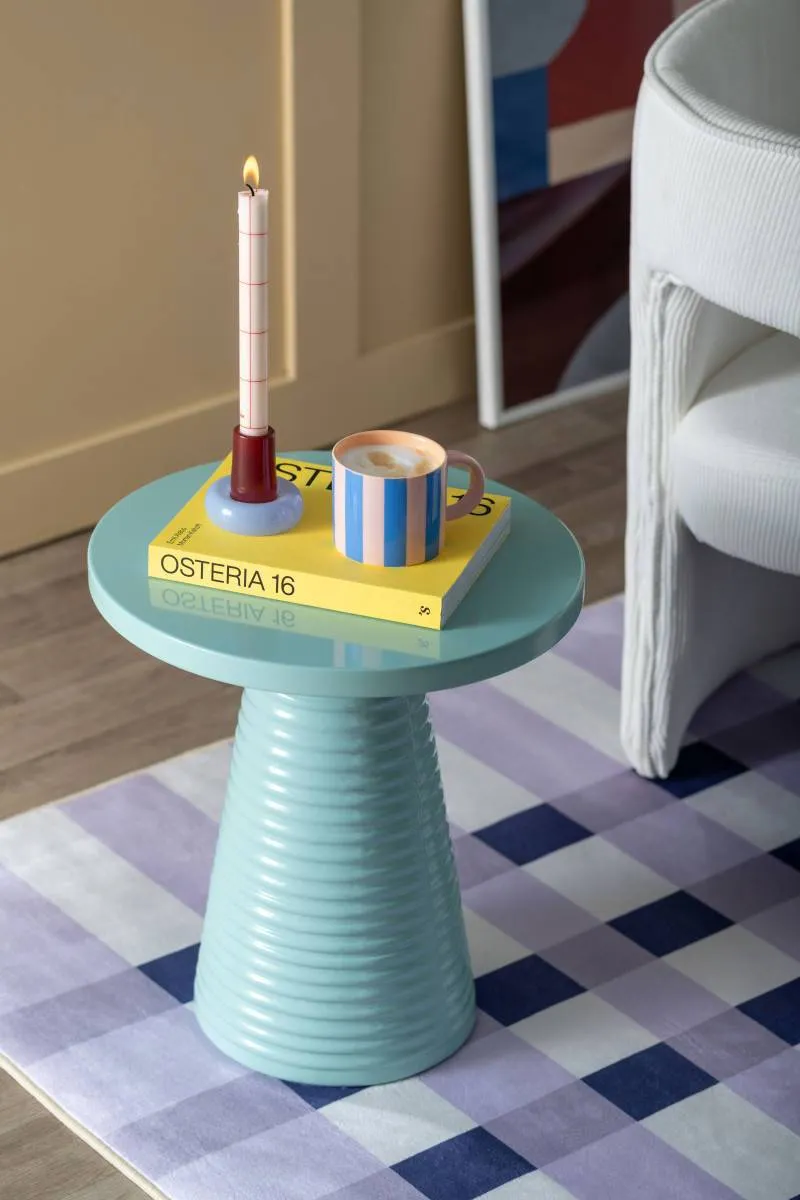 Leitmotiv Catania Ribbed bijzettafel mistig blauw, foto 3