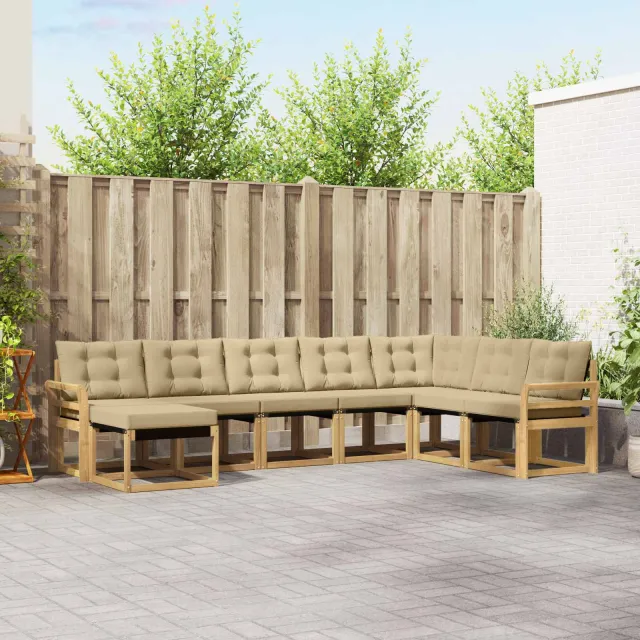 vidaXL Buiten bankenset 8 st Wit en Beige