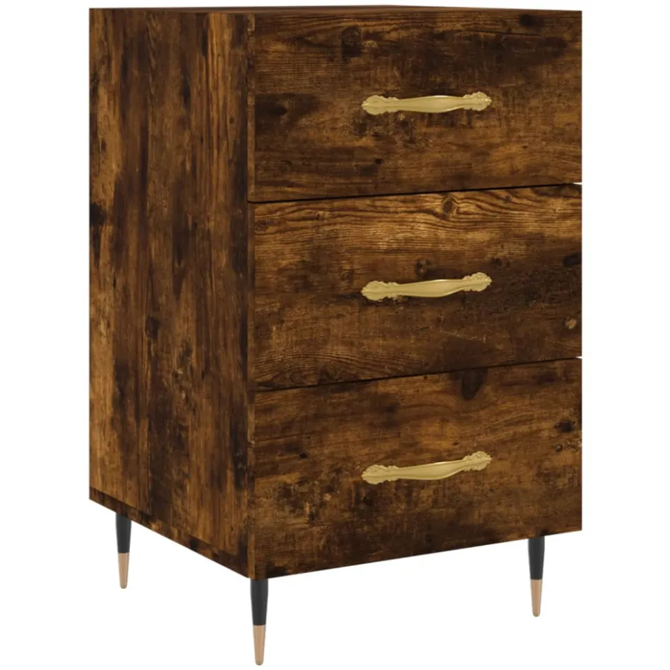 vidaXL Nachtkastje 40x40x66 cm bewerkt hout gerookt eikenkleurig, foto 3
