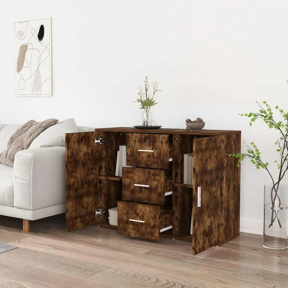 vidaXL Dressoir 91x29,5x65 cm bewerkt hout gerookt eikenkleurig, foto 3