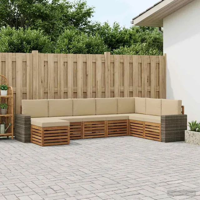 vidaXL Buiten bankenset 8 st 8-zits Natuurlijk en Beige