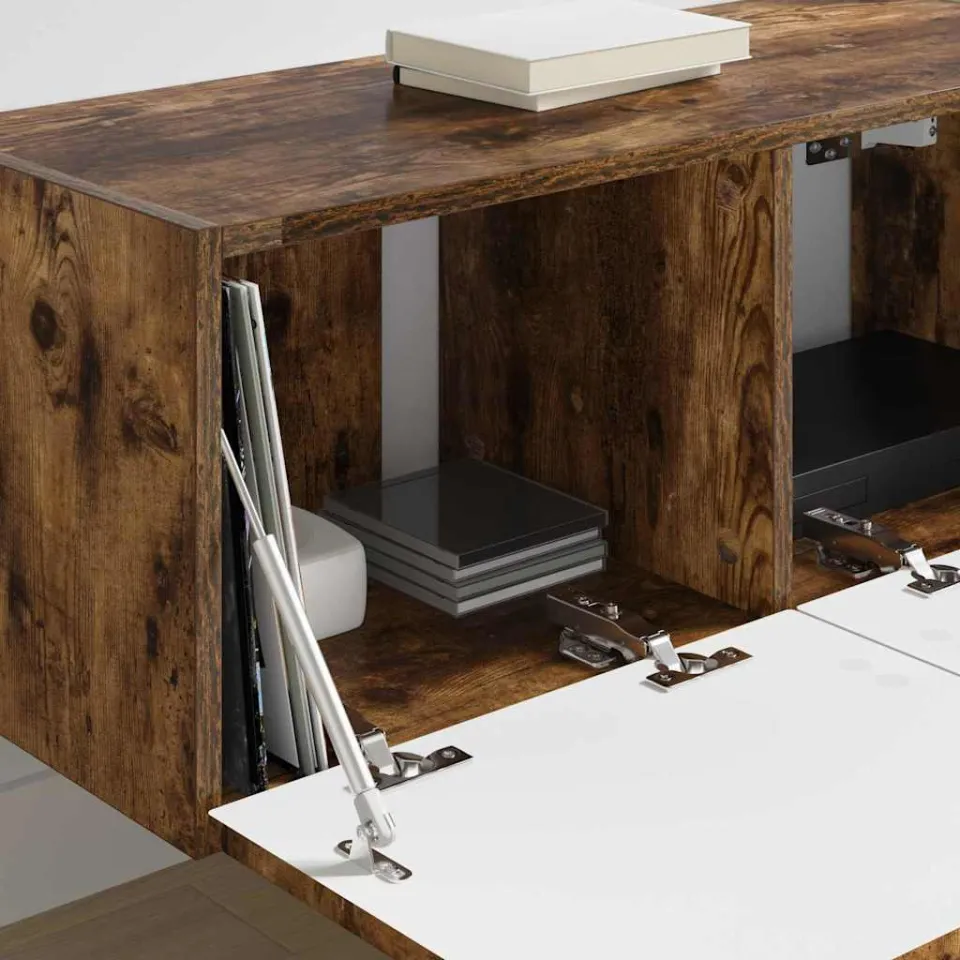 vidaXL TV Wandkast 2 st Gerookt eiken Bewerkt hout, foto 4