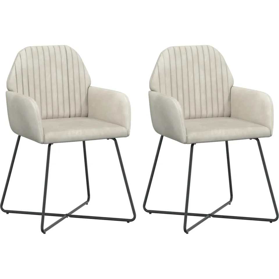 vidaXL Eettafelstoelen 2 st fluweel Crèmekleurig 55 x 50 x 84 cm, foto 3