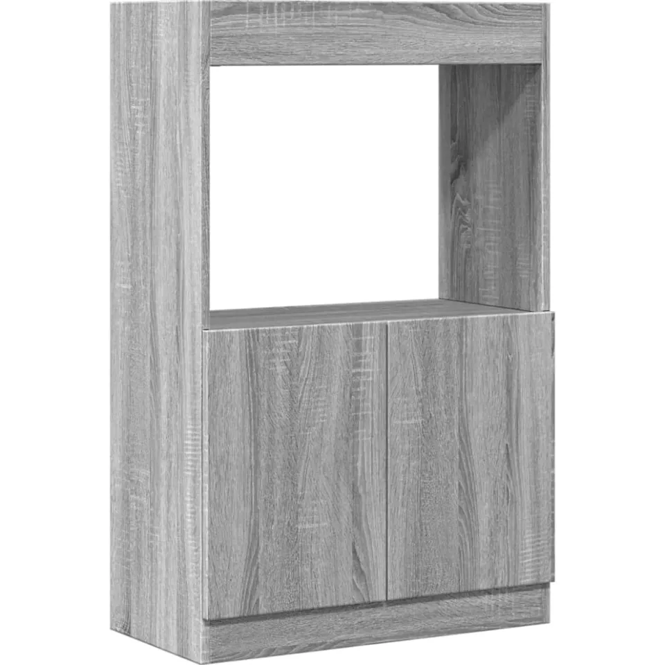 vidaXL Hoge kast 63x33x100 cm bewerkt hout grijs sonoma eikenkleurig, foto 3