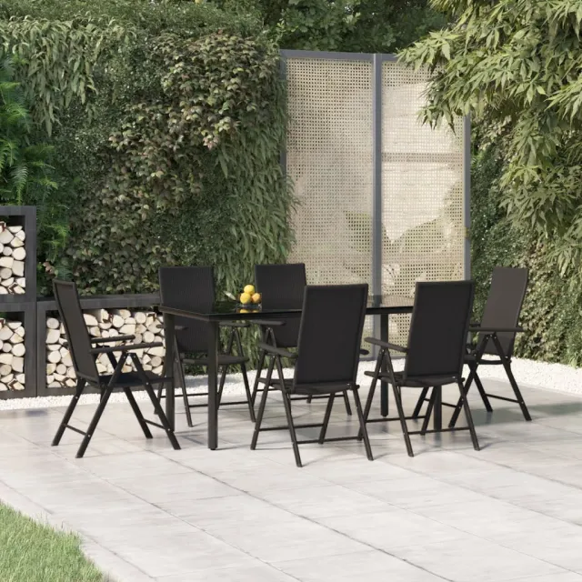 vidaXL 7-delige Tuinset poly rattan zwart, foto 2