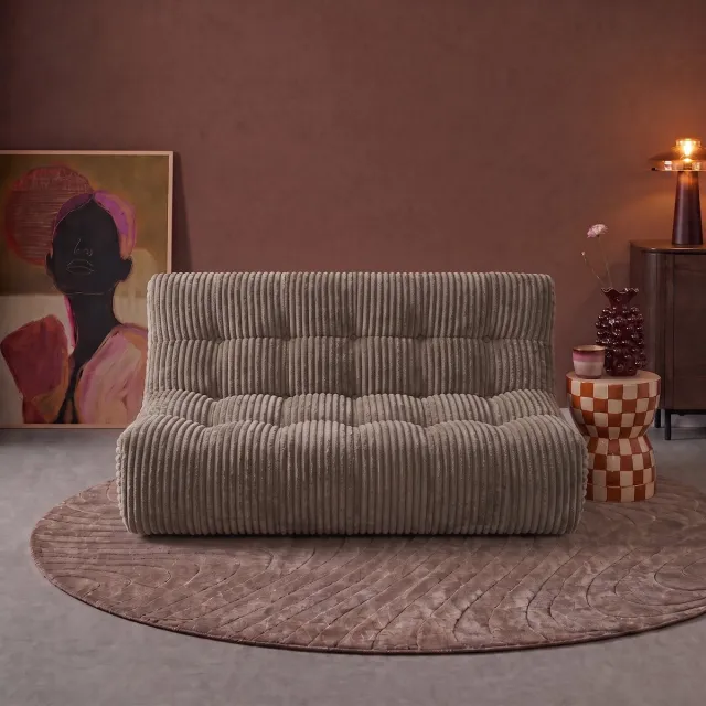 Popsofa Rave 2,5-Zits Bank Ribstof Taupe