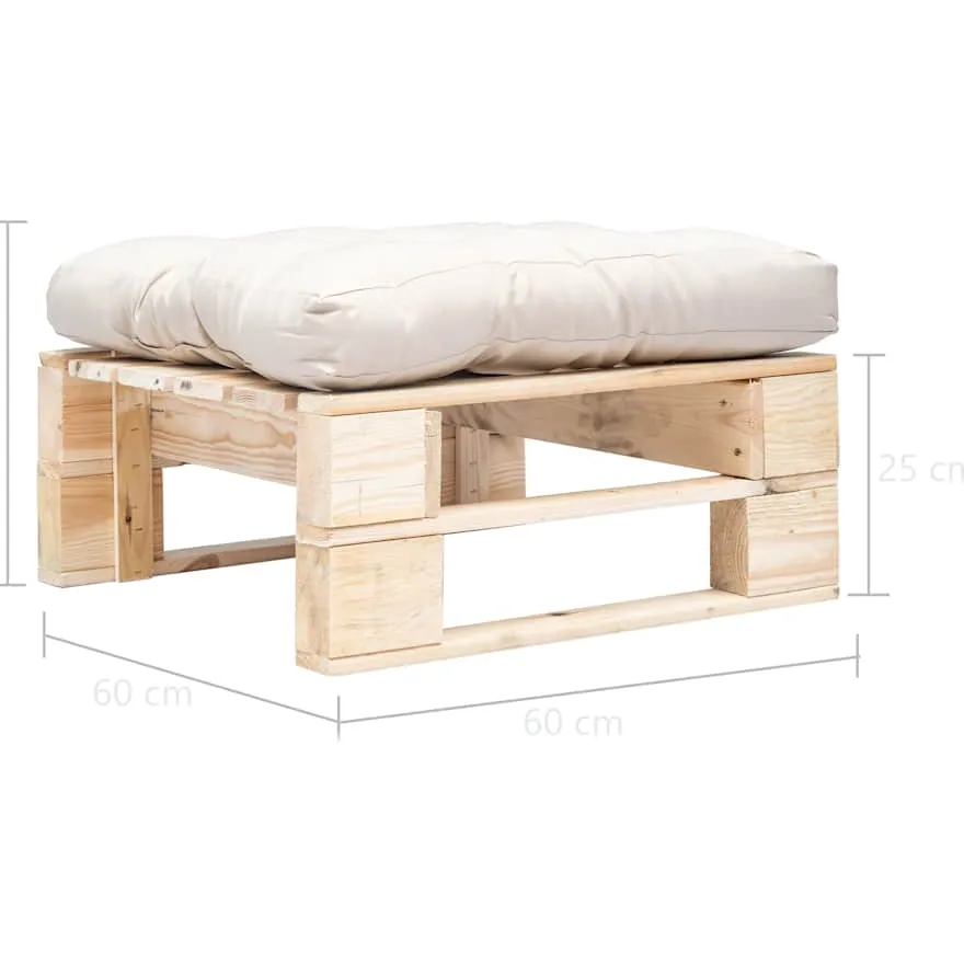 vidaXL Tuinpoef met zandkleurig kussen pallet hout naturel, foto 3