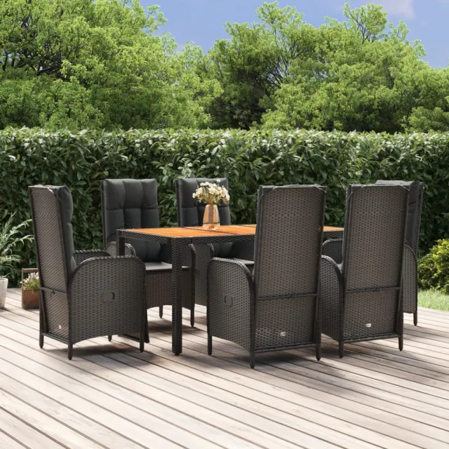 vidaXL 7-delige Tuinset met kussens poly rattan zwart, foto 2