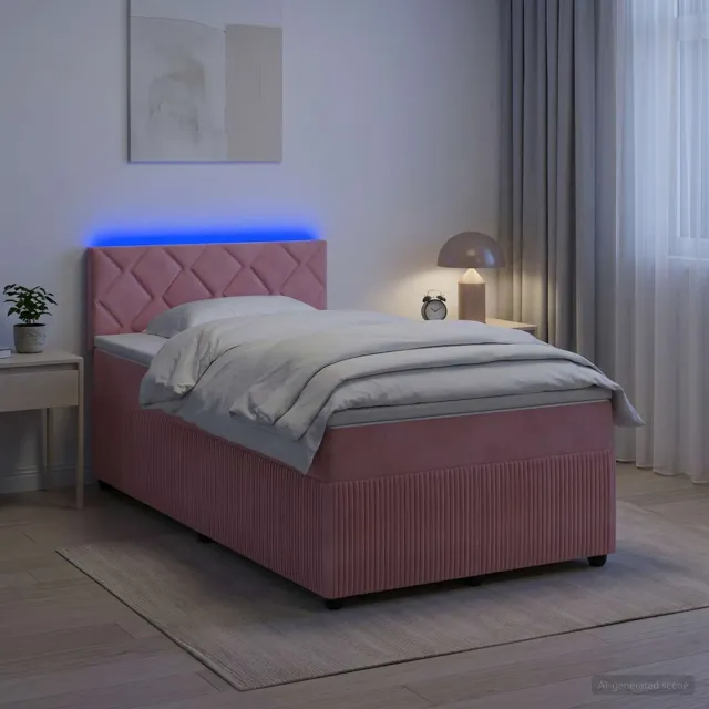 vidaXL Boxspringbed met matras Roze 120 x 200 cm Fluweel