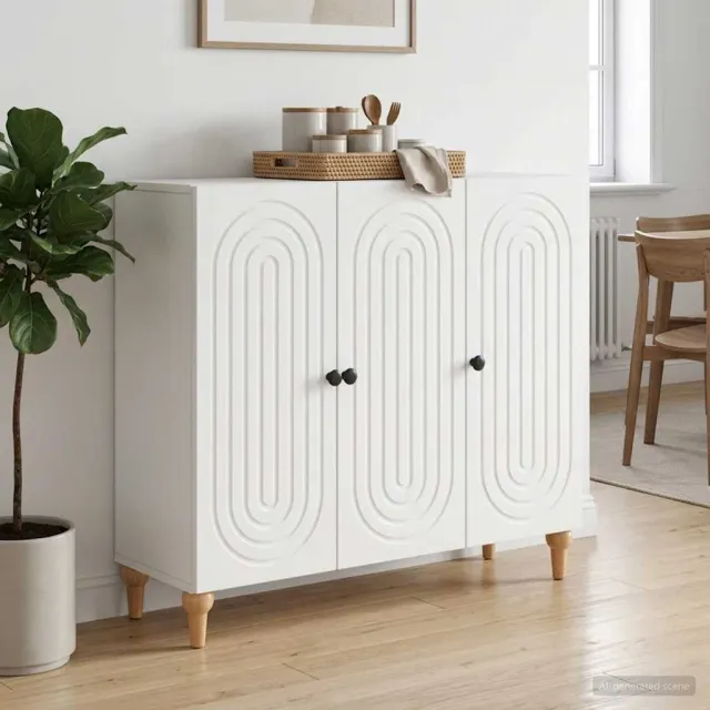 vidaXL Dressoir Wit 89 x 34,5 x 80 cm Bewerkt hout, foto 2