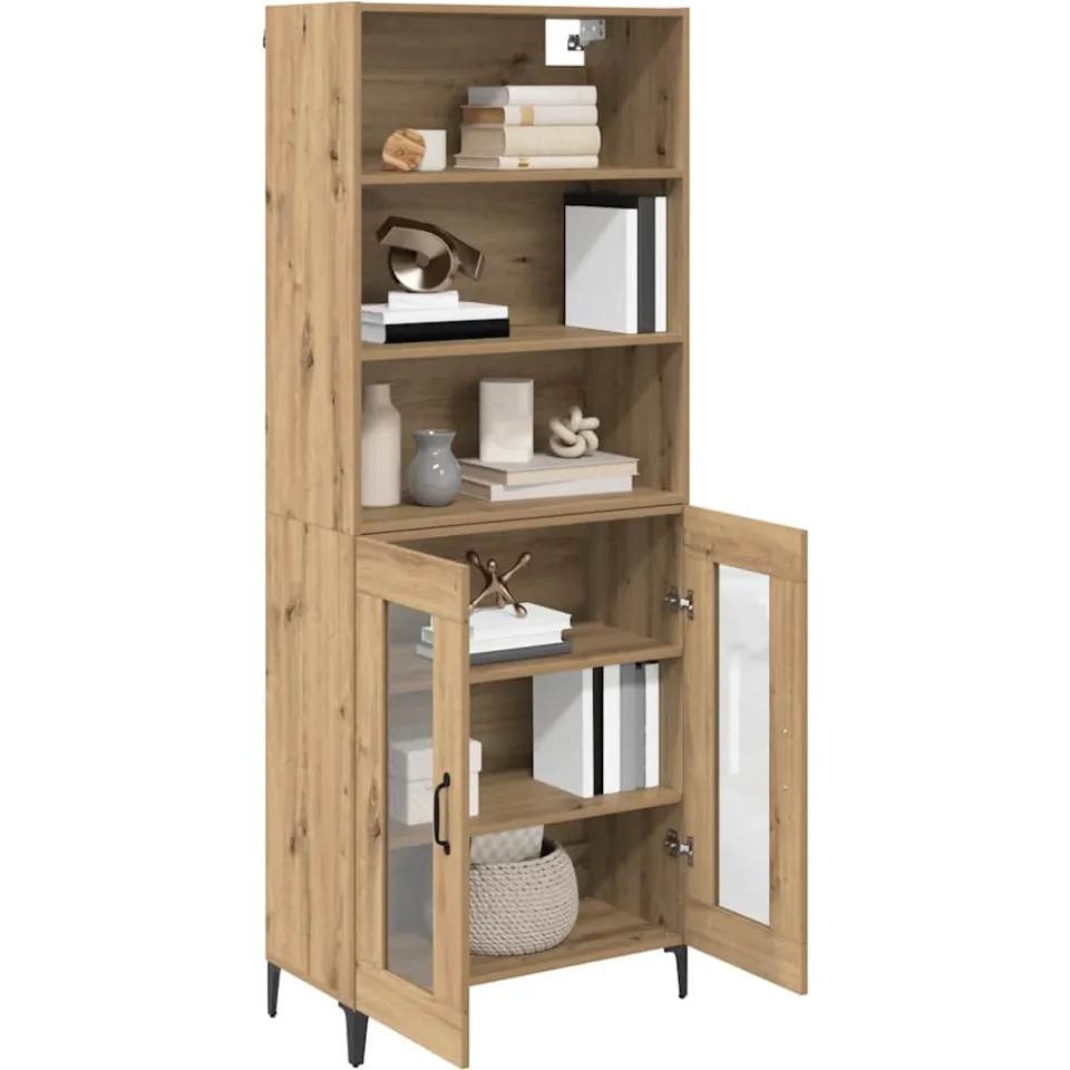 vidaXL Hoge kast Artisan Eiken 69,5 x 34 x 180 cm Bewerkt hout