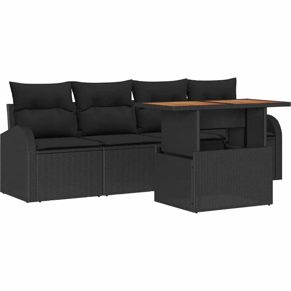 vidaXL Tuin Sofa Set 5 st Zwart Poly riet