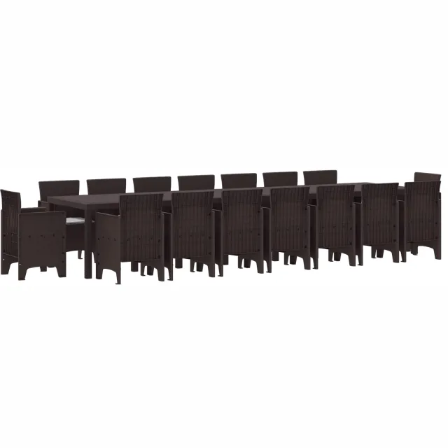 vidaXL Tuin Eettafelset met kussens 17 st Bruin PP