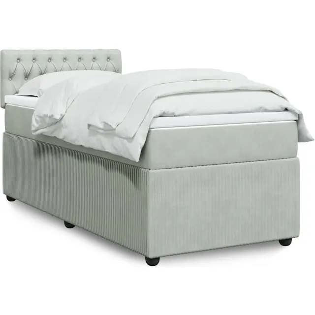 vidaXL Boxspring met matras fluweel lichtgrijs 80x200 cm grijs