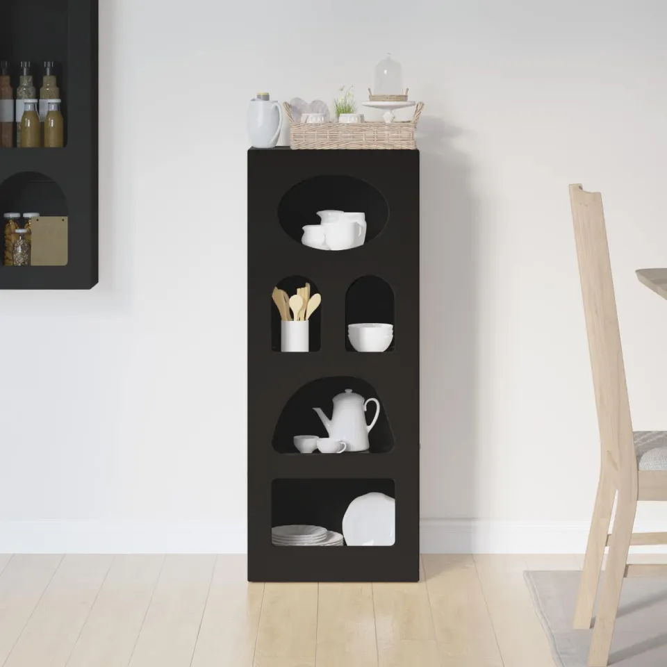 vidaXL Dressoir ELST Zwart 40 x 35 x 100,5 cm Bewerkt hout, foto 4