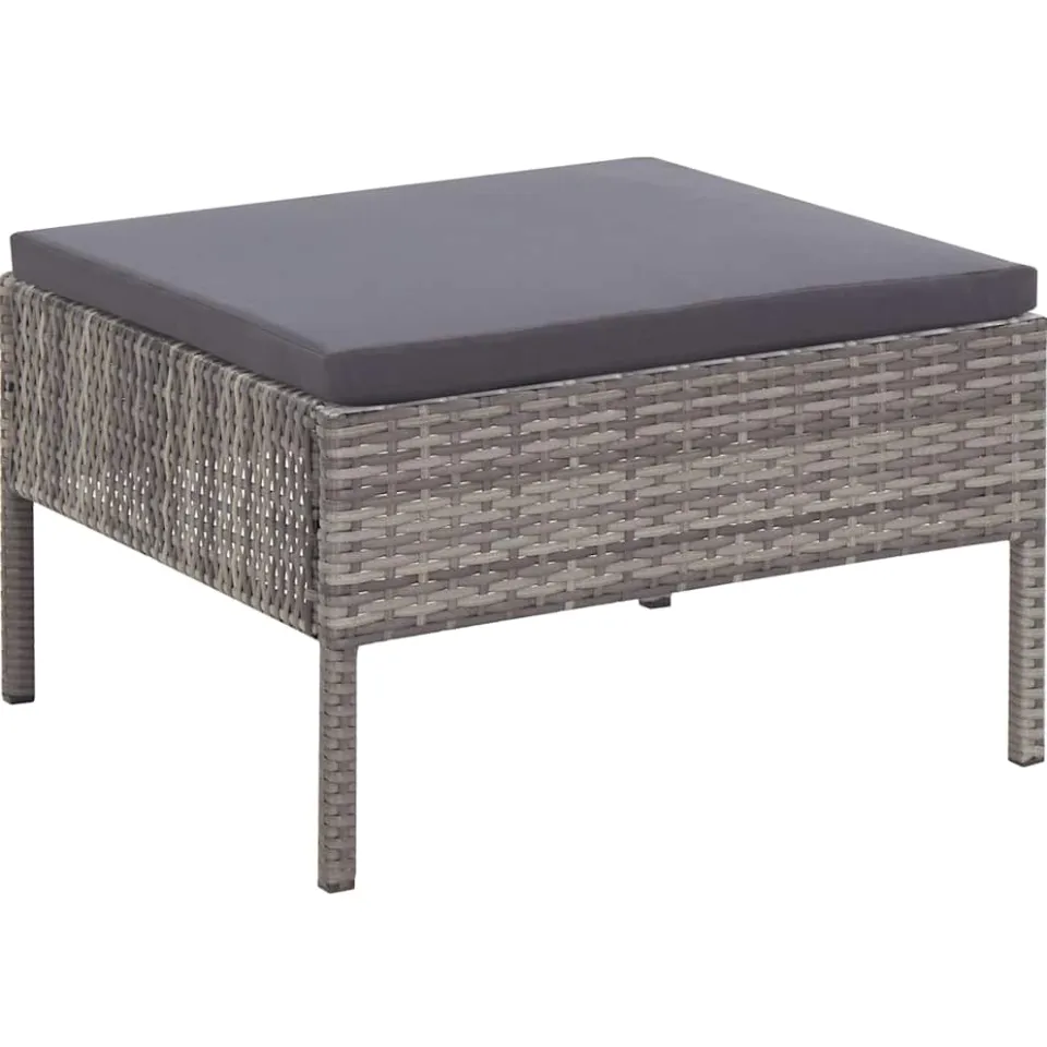 vidaXL 3-delige Loungeset met kussens poly rattan grijs, foto 4