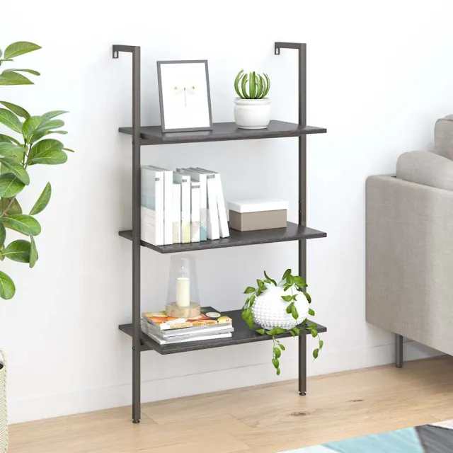 vidaXL Ladderrek met 3 schappen 64x35x120,5 cm zwart, foto 2