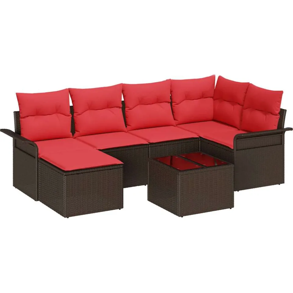 vidaXL Tuin Sofa Set 7 st Bruin poly rattan