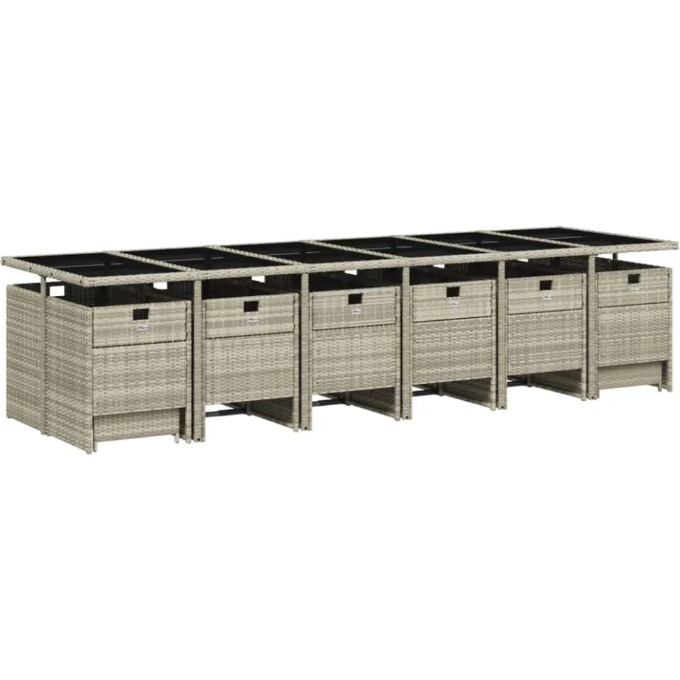 vidaXL 17-delige Tuinset met kussens poly rattan lichtgrijs