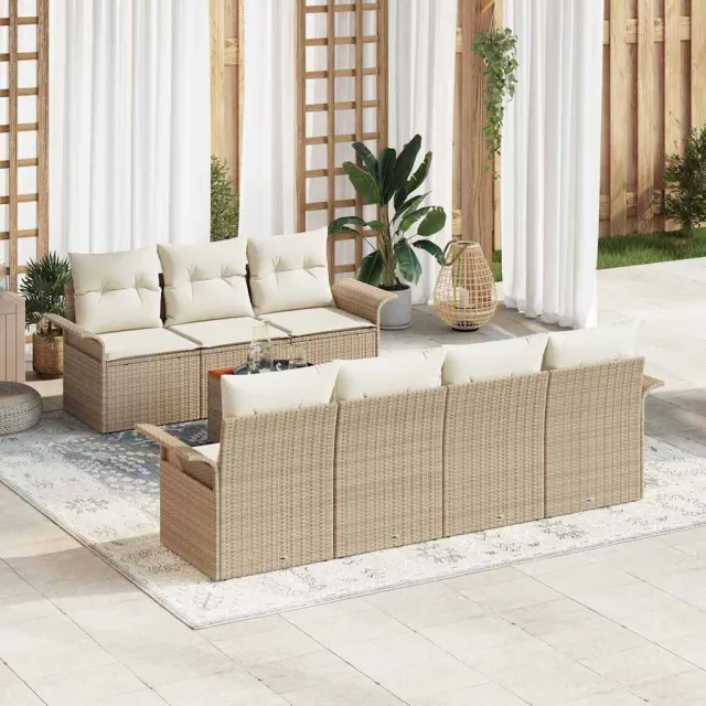 vidaXL Tuin Sofa Set 8 st Beige poly rattan, foto 2