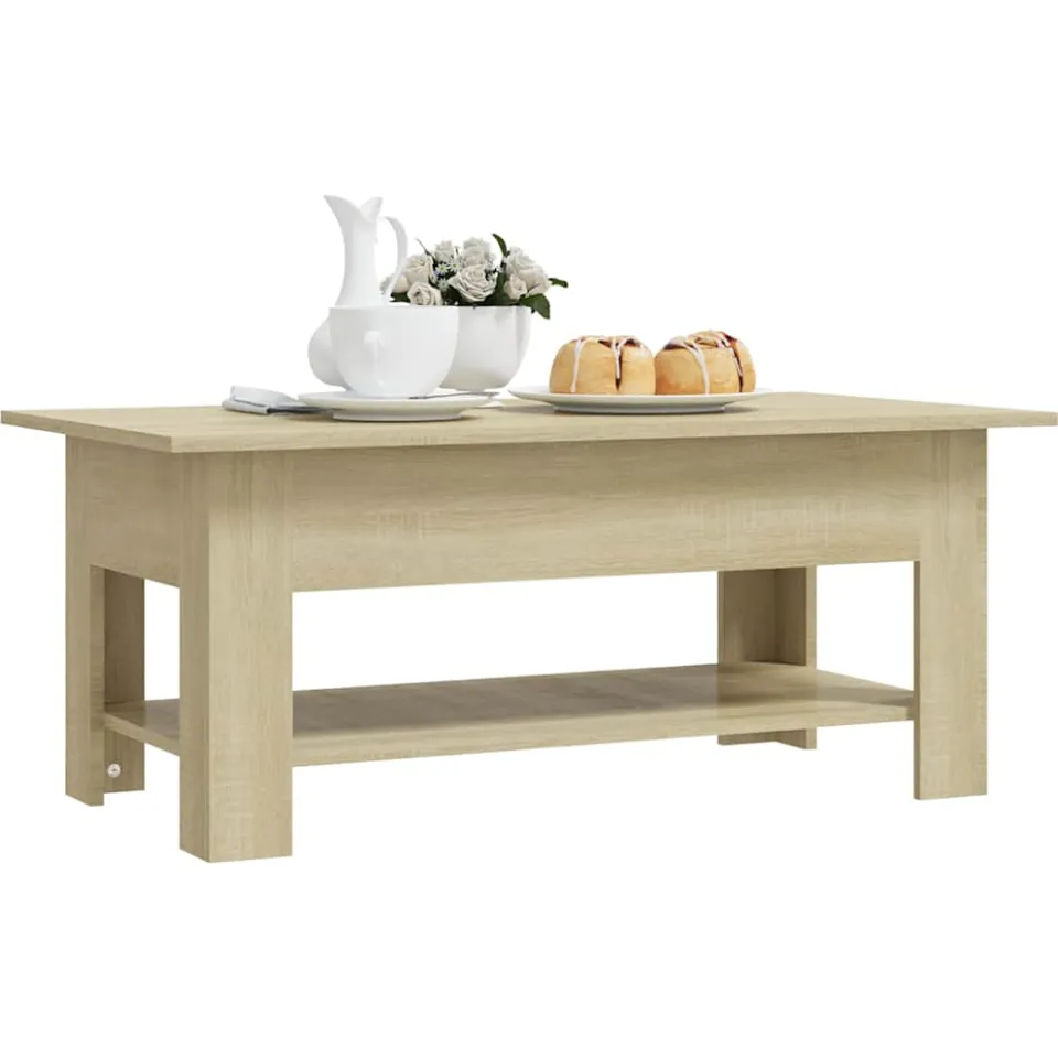 vidaXL Salontafel 102x55x42 cm bewerkt hout sonoma eikenkleurig