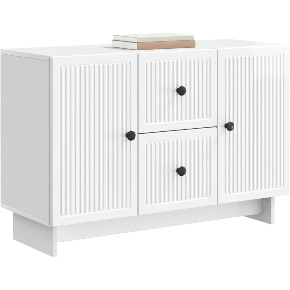 vidaXL Dressoir met lade Hoogglans Wit 89 x 34,5 x 60 cm Bewerkt hout