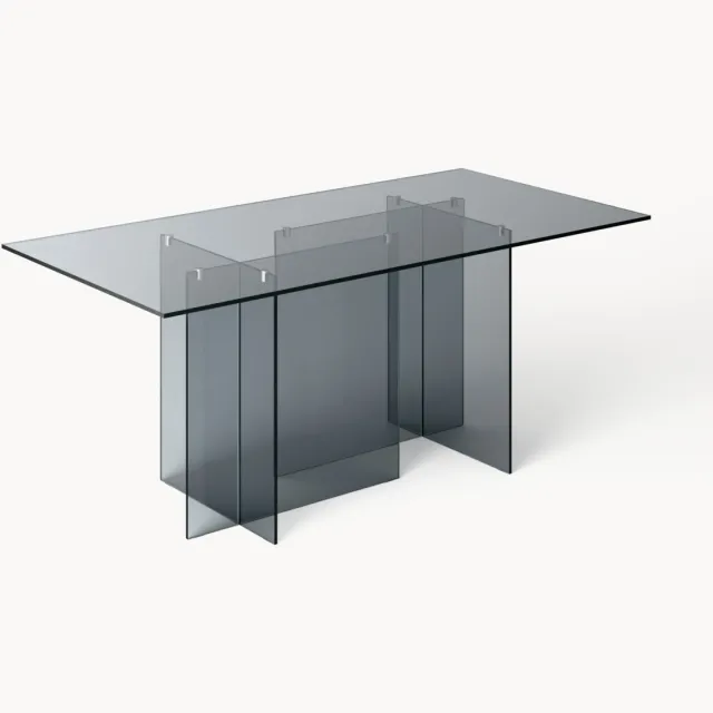 Westwing Collection Glazen eettafel Anouk, in verschillende formaten Transparant, Grijs