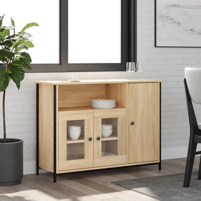 vidaXL Dressoir 100x35x75 cm bewerkt hout sonoma eikenkleurig, foto 2