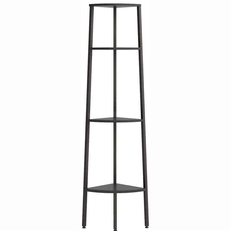 vidaXL Hoekkastje met 4 schappen 45,5x31,5x150 cm zwart