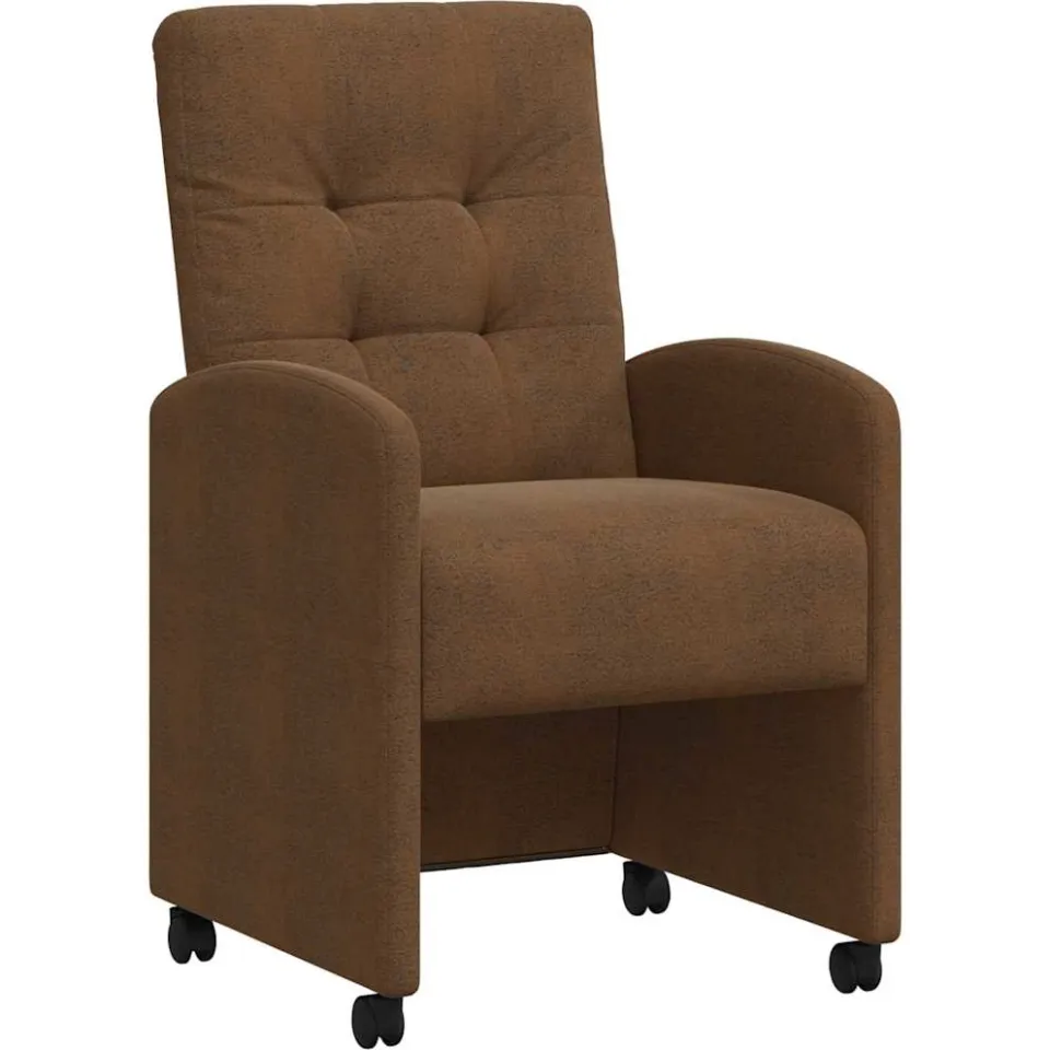 vidaXL Eetkamerstoelen met Wieltjes 2 st Faux suede leer Bruin