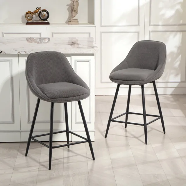 CHICFURN Barkruk - set van 2 - draaibaar - rugleuning - grijs