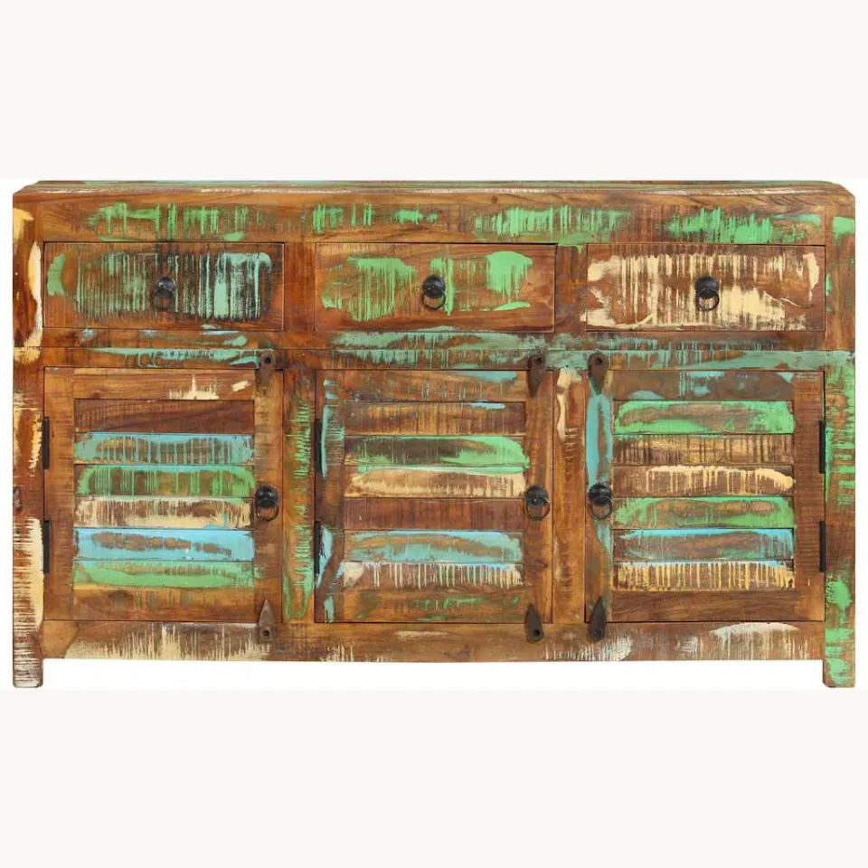 vidaXL Dressoir 110x30x65 cm massief gerecycled hout bruin, foto 3
