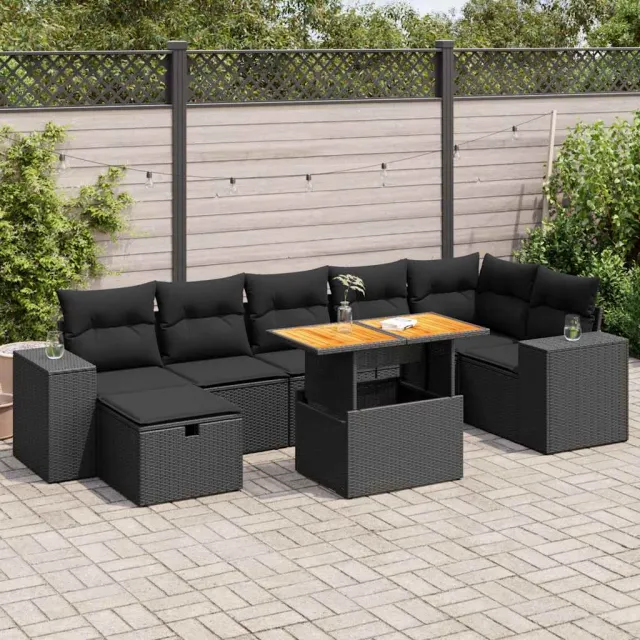 vidaXL 5-delige Loungeset met kussens poly rattan acacia zwart, foto 2