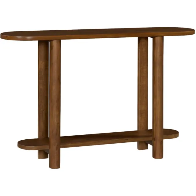 sweeek Sidetable van acaciahout met 2 niveaus ovaal - sana Walnoot