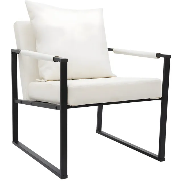 Happiq Fauteuil- Voor Woonkamer - Moderne Lounge - Stof /Wit