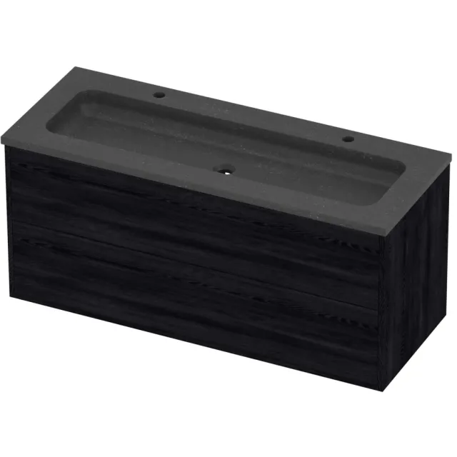 Proline Rollo Badmeubelset Hardsteen Elegant 2 Kraangaten 120x46x54 cm Blue Stone Black Oak