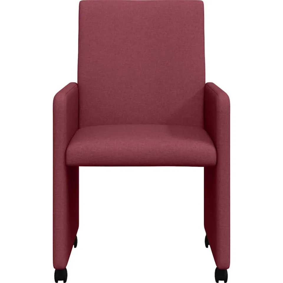 vidaXL Eetkamerstoelen met Wieltjes 2 st Stof Wijnrood 57 x 66 x 94 cm, foto 4