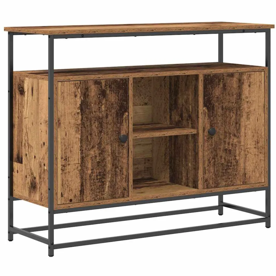 vidaXL Dressoir Oudhout 100 x 35 x 80 cm Bewerkt hout bruin, foto 3
