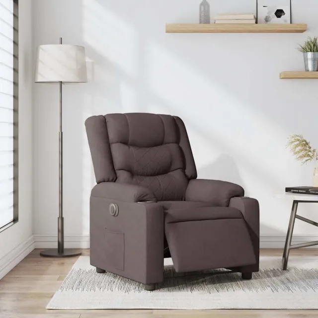 vidaXL Fauteuil verstelbaar elektrisch stof donkerbruin bruin
