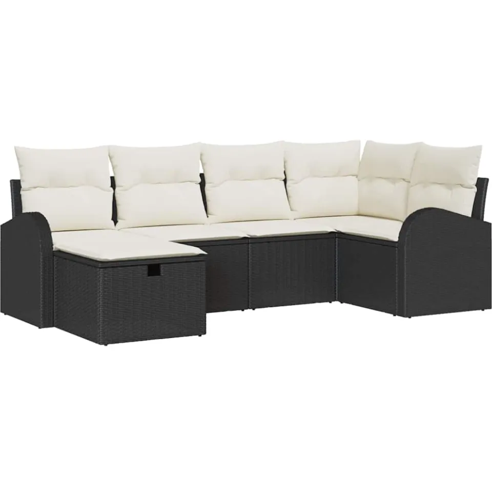 vidaXL Tuin Sofa Set 6 st Zwart poly rattan