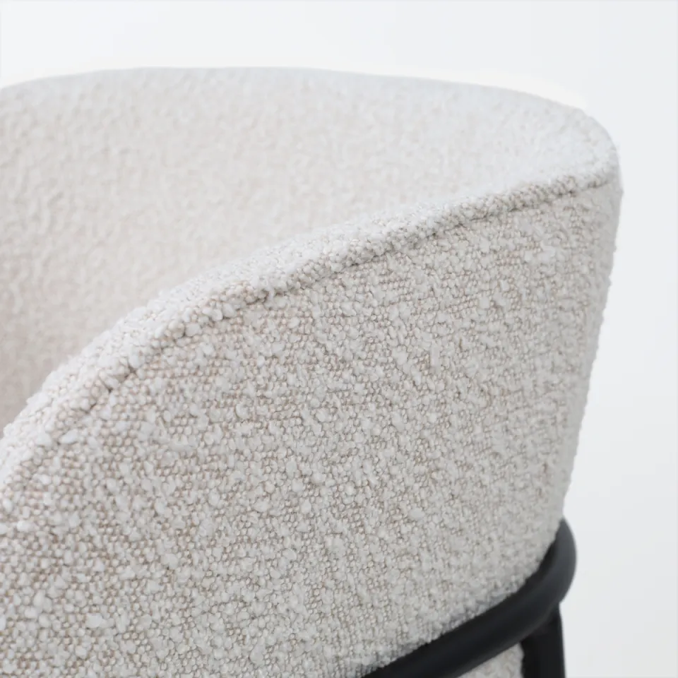 Nolon Josefien eetkamerstoel met armleuningen in bouclé beige, foto 6