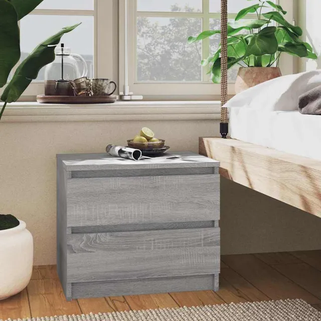 vidaXL Nachtkastjes 2 st 50x39x43,5 cm bewerkt hout grijs sonoma eiken, foto 2