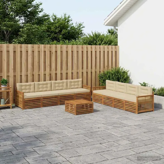 vidaXL Buiten bankenset 9 st 8-zits Natuurlijk en Beige