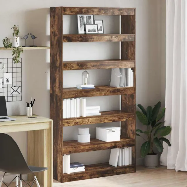 vidaXL Boekenkast 6-laags 100 x 30 x 198 cm Bewerkt hout Gerookt eiken Bruin