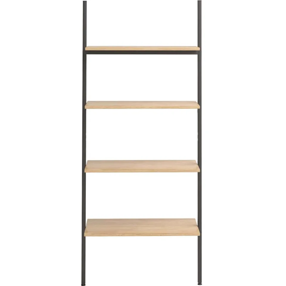 vidaXL Ladderrek met 4 schappen 64x34x150,5 cm lichtbruin en zwart