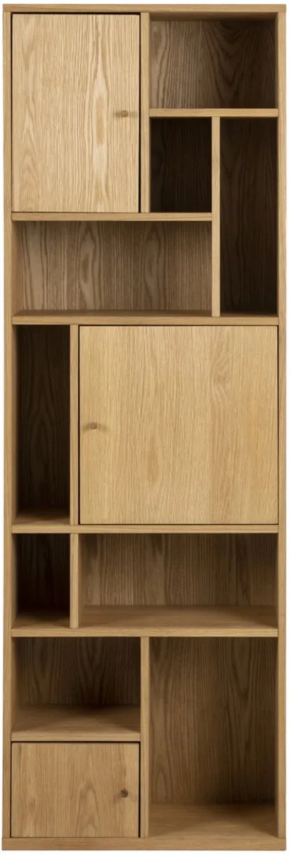 Giga Living Boekenkast Naturel Hout - 3-Deuren - 60,5x30x180cm - Huub - Giga Living
