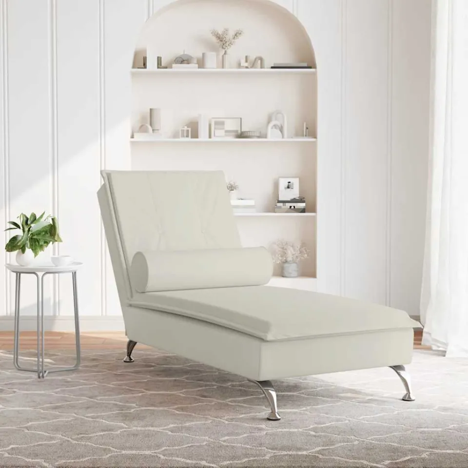 vidaXL Massage chaise longue met bolster fluweel roze, foto 3